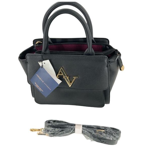 Adrienne Vittadini The Emily Collection Medium Black Satchel Womens Handbag New - Picture 1 of 10